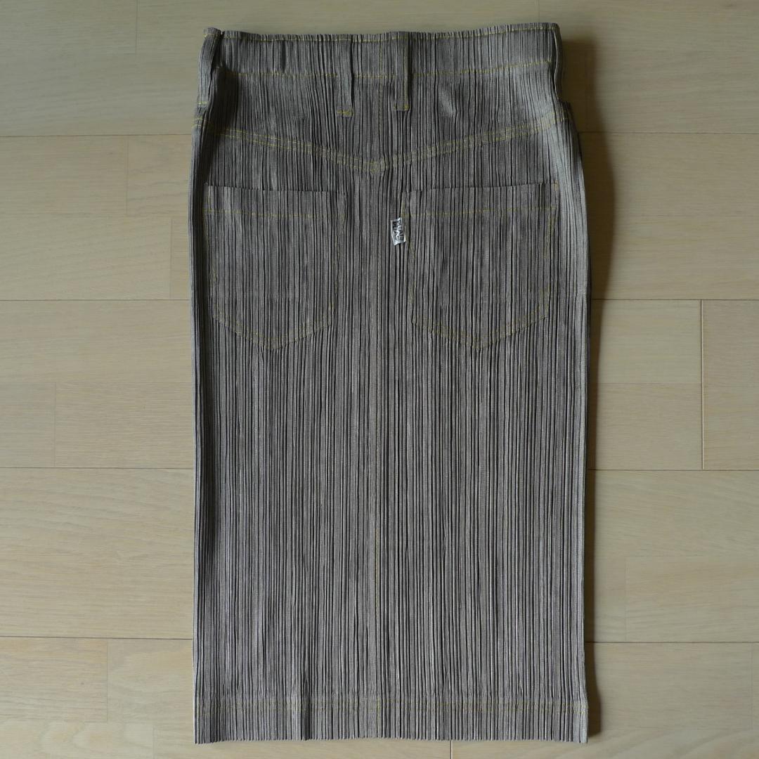 PLEATS PLEASE デニム転写 スカート 3号☆美品 イッセイミヤケ
