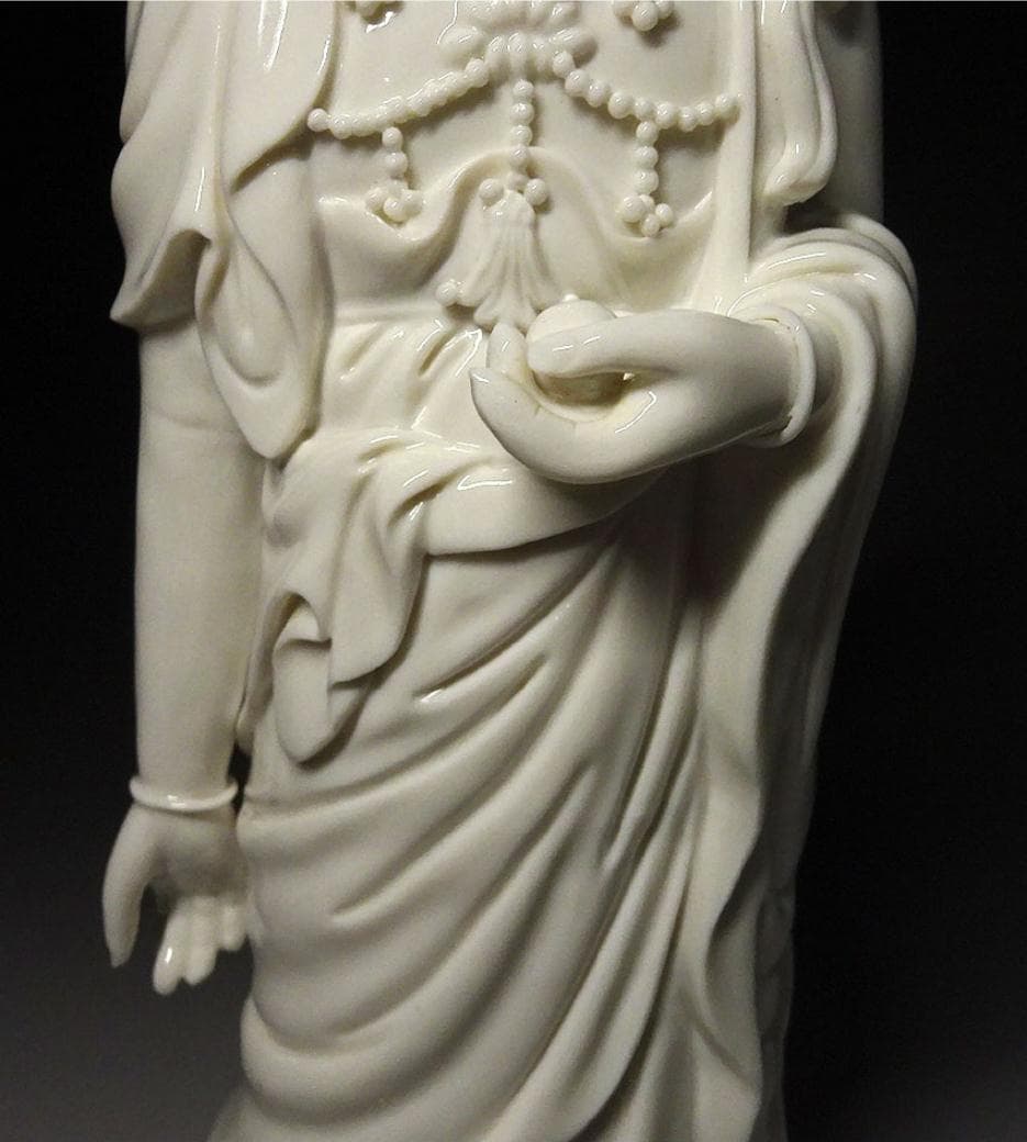 時代物 白磁高麗仏 仏像 高約34.5cm 仏教美術 唐物 徳化窯 z98913