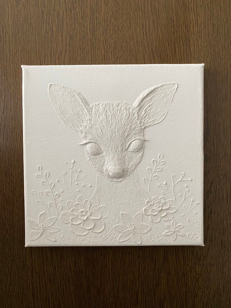テクスチャーアート 花畑の子鹿