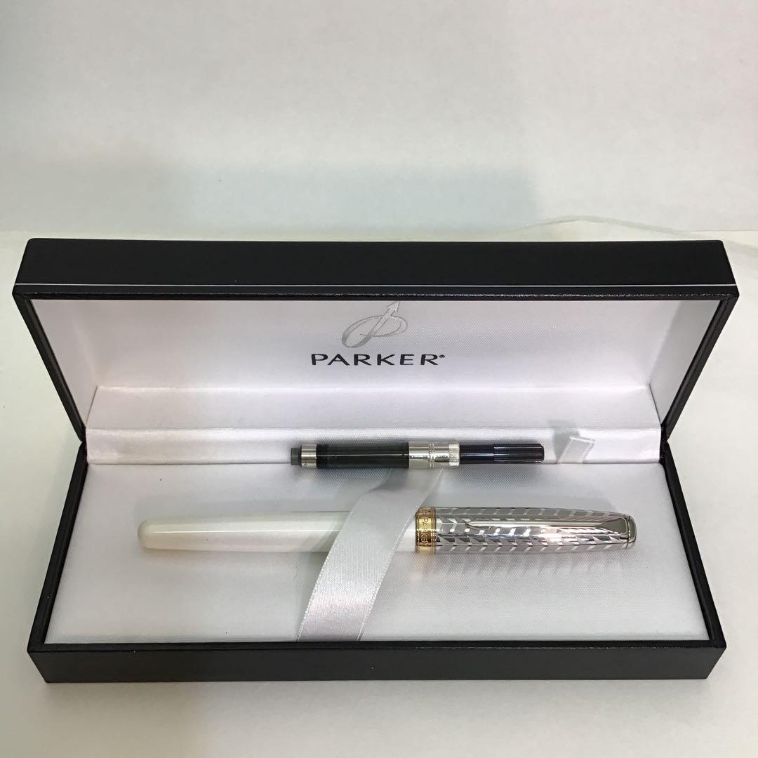【美品】パーカーParker 万年筆 ソネットメタル＆パールCT 18K (F)