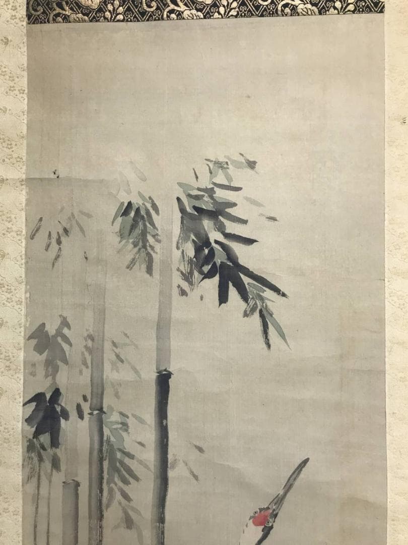 【真作】狩野周信/松竹に鶴図/双幅/松鶴図/江戸中期/掛軸/名家伝来AC-365