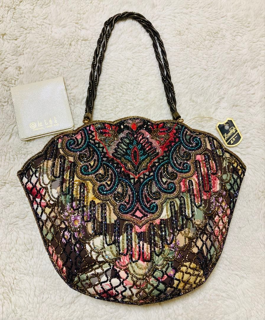 未使用・タグ 皇室御用達 Lumy ルミー ハシモト ビーズ フォーマル バッグ