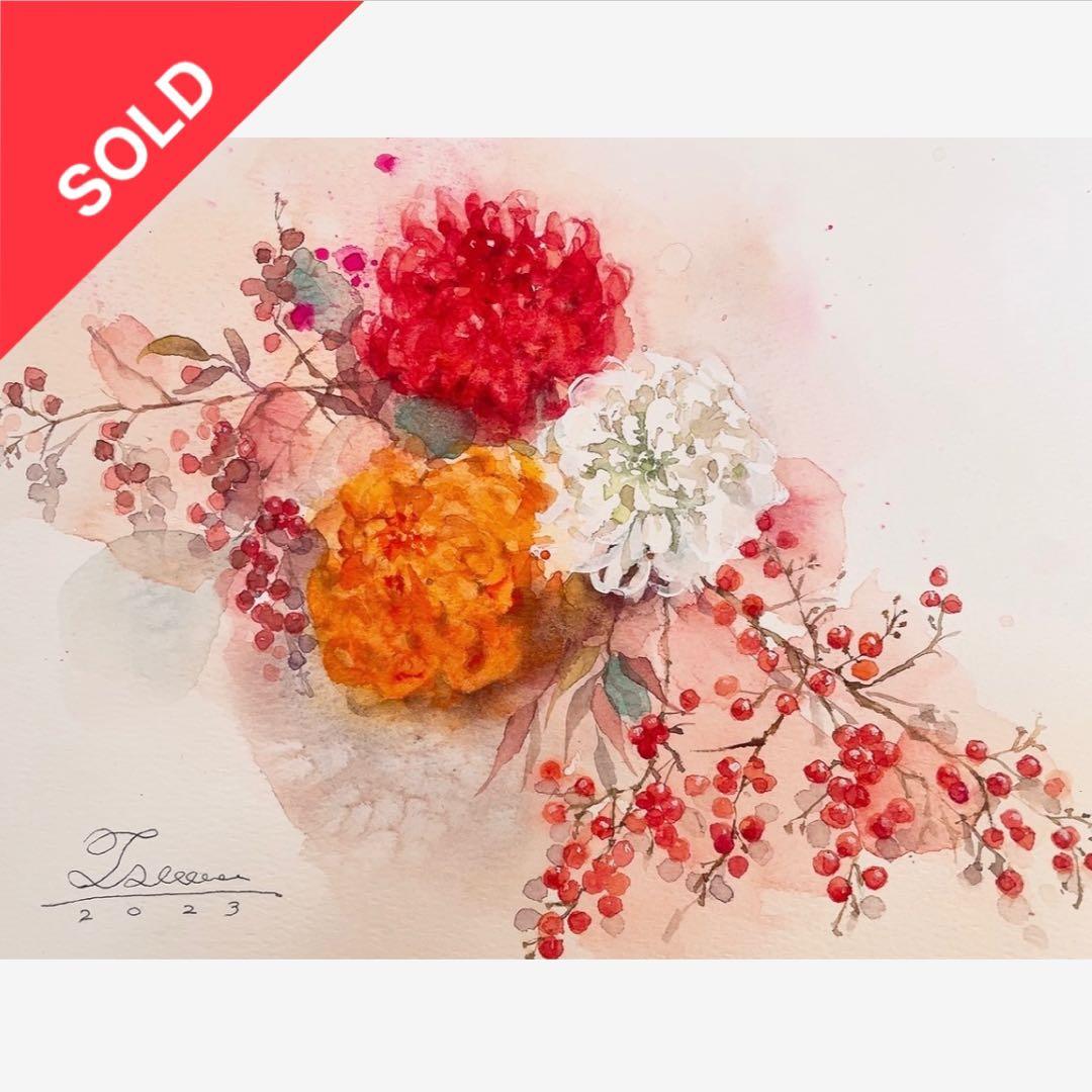 水彩画 アート 花の絵