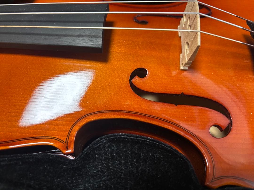 バイオリン本体 オレンジ色 木製 ケース付き