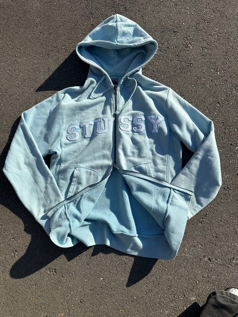 old stussy double zip foodie パーカー センターロゴ