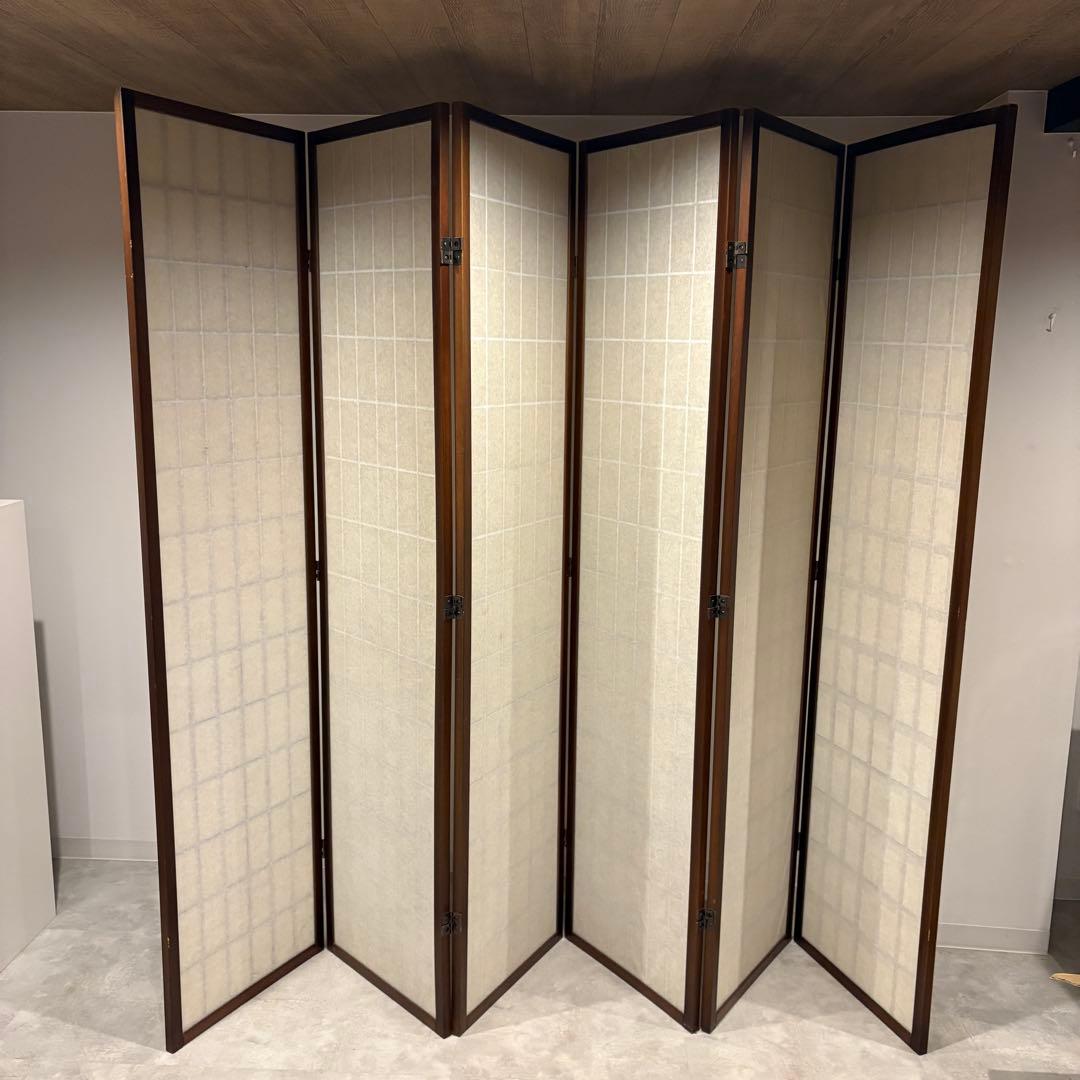 和風パーテーション　木製　障子　6連