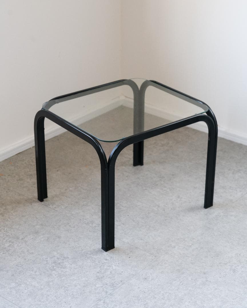 アイアンフレーム コーヒー ローテーブル ガラストップ 昭和レトロ モダン