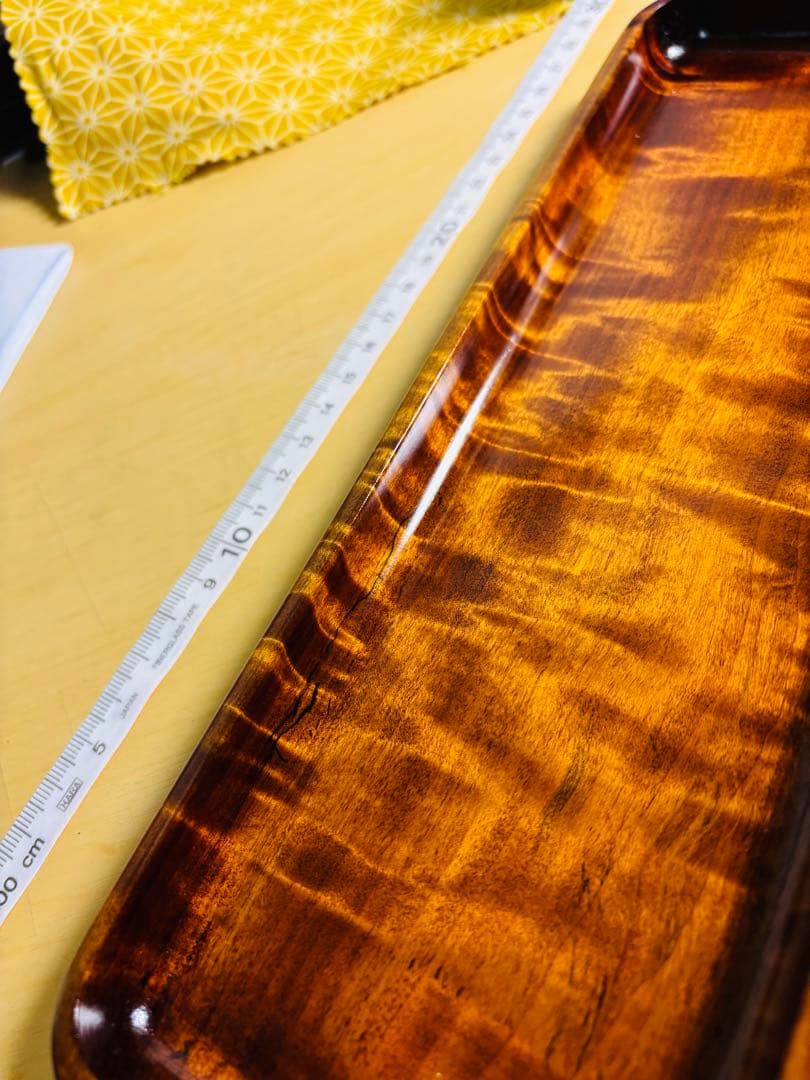 ペントレイ 栃 縮み杢 スポルテッド 鶴山漆器 木地師 小椋芳之作