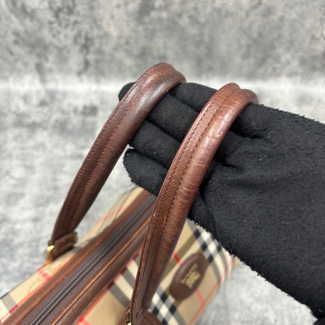 極美品　希少 バーバリー　ミニボストンバッグ　ノバチェック　シャドーホース　ロゴ