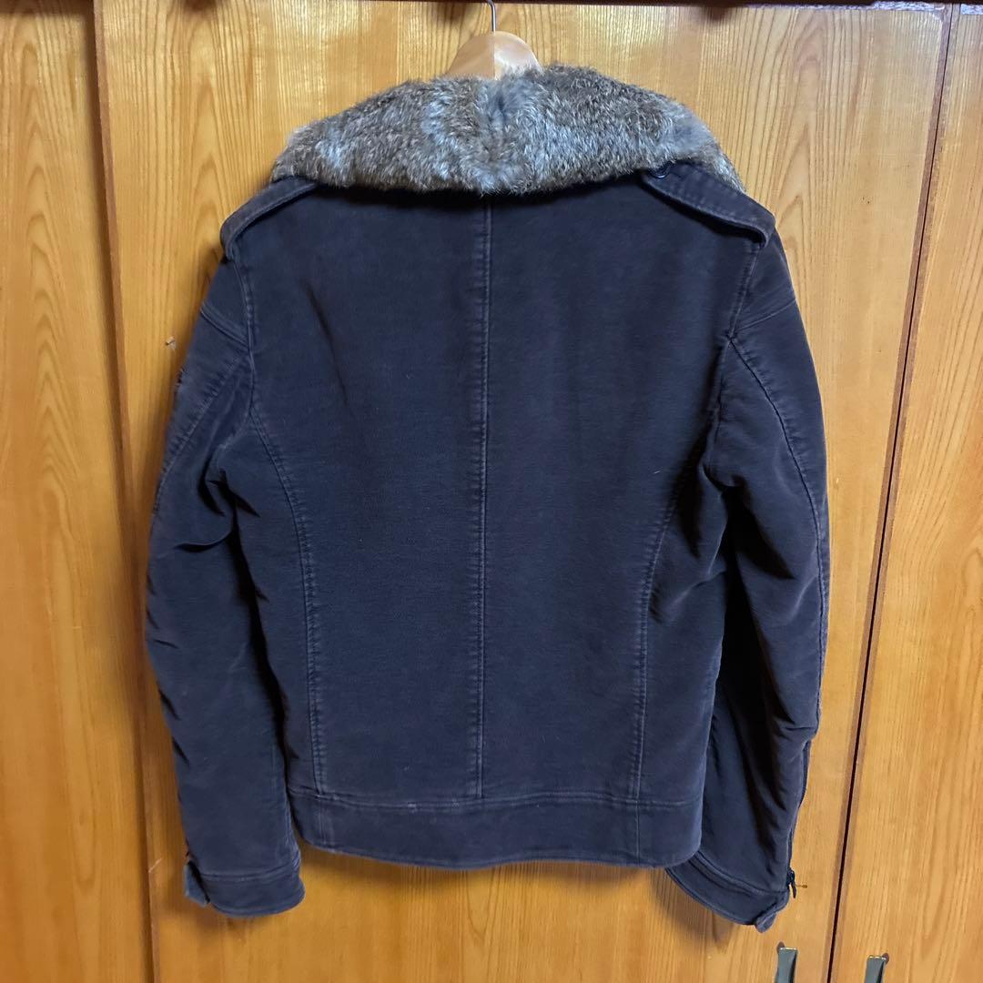 KATHARINE HAMNETTファー襟付きダークブラウンミリタリージャケット