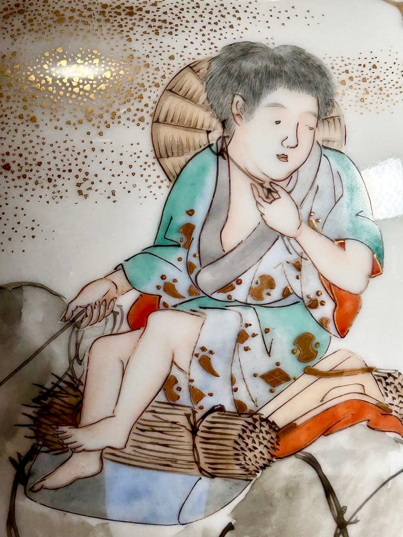 初代川本桝吉 安井如苞画 大日本七宝会社販売 牧童図花瓶一対 明治 瀬戸焼 瀬戸