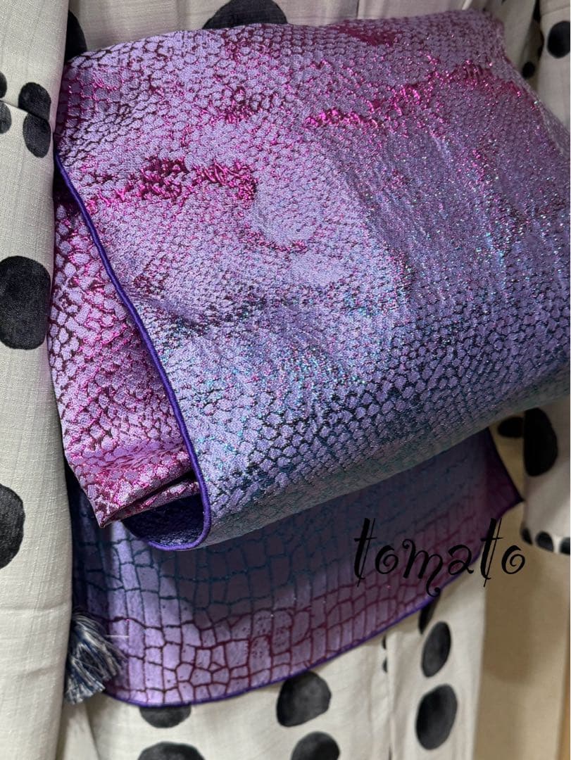 大人兵児帯【ブラックリリー】【クロコダイルパープル】のセット