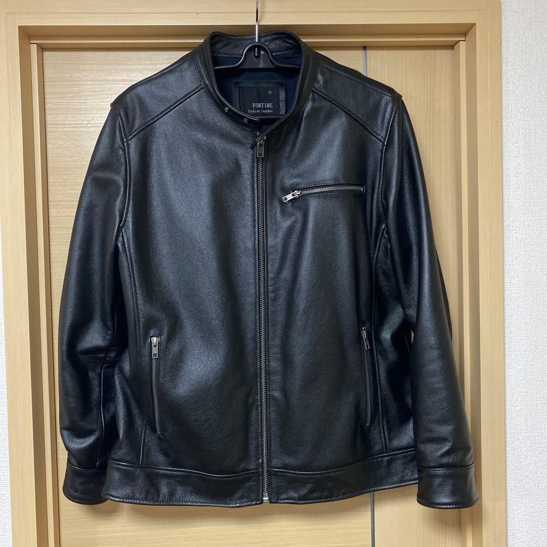 ボ*ブ様 レア3XL FORTIME 本革レザーシングルライダースジャケット 黒