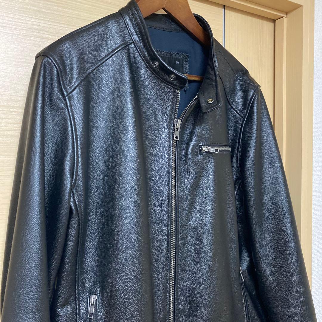 ボ*ブ様 レア3XL FORTIME 本革レザーシングルライダースジャケット 黒