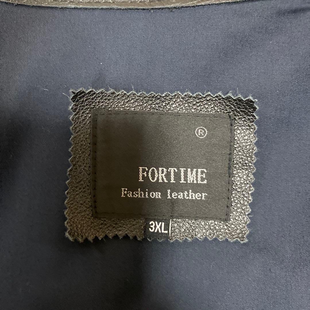 ボ*ブ様 レア3XL FORTIME 本革レザーシングルライダースジャケット 黒