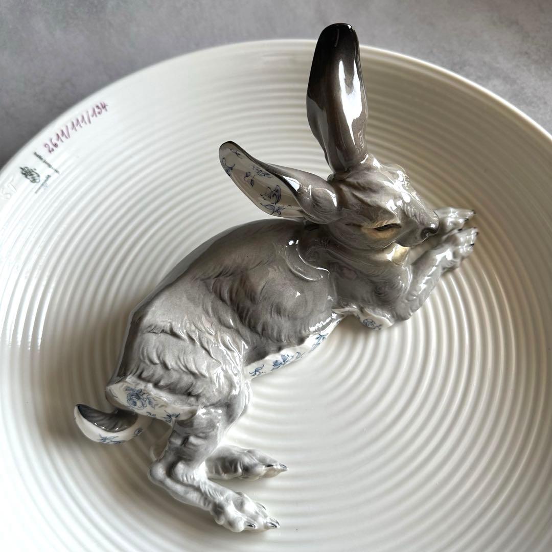 【希少品】最高級 ニンフェンブルク ◆ドイツ製 野うさぎプレート 風水 卯