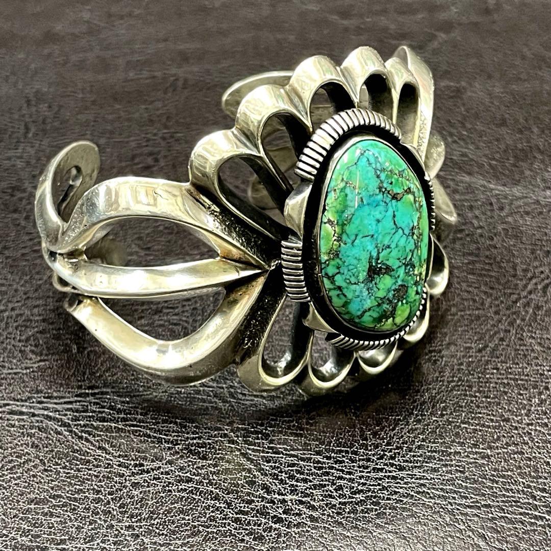 ナバホ族 アーロンアンダーソン ターコイズ SILVERバングル