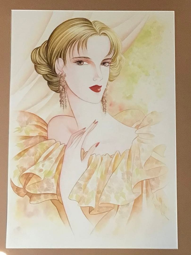 ◉真作保証 久下じゅんこ 水彩10号 原画『陽影の舞姫』1点物 サイン額装つき