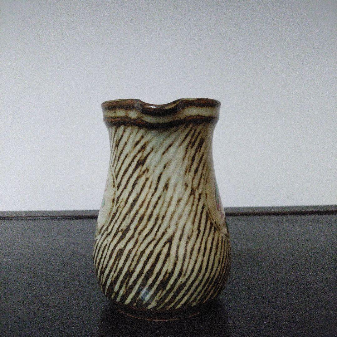 NO573　島岡達三(人間国宝)　象篏赤絵ジャグ　箱あり