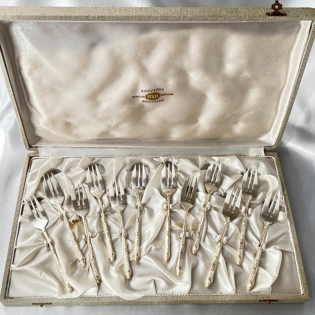 【SFAM】 ロシア様式のケーキフォーク 12本組 仏蘭西 14cm ケース