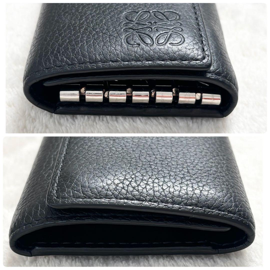 ロエベ　メンズ　キーケース　ブラック　ソフトグレインカーフ　６連　アナグラム