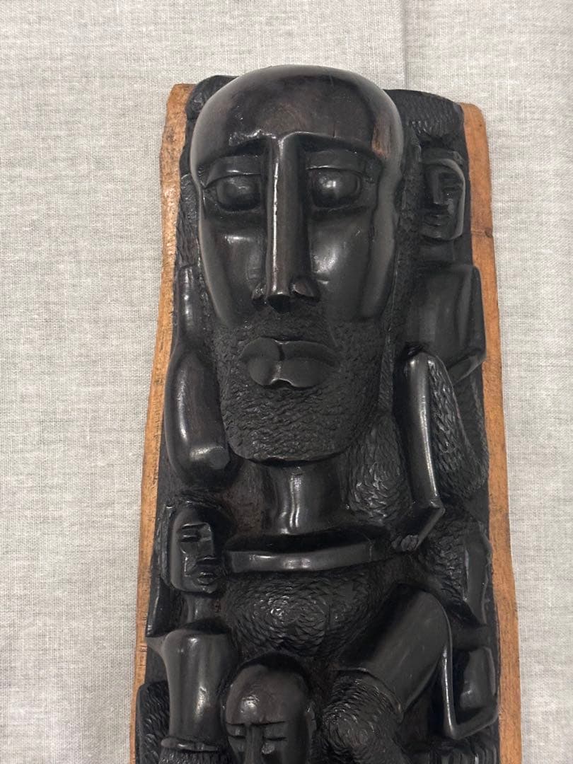 【希少】高級　アフリカ　木彫　一本彫　特大41cm アフリカンエボニー　黒檀