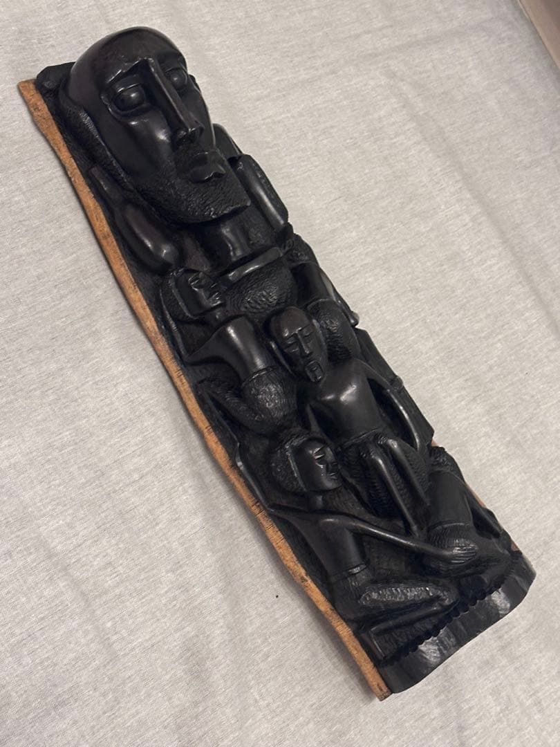 【希少】高級　アフリカ　木彫　一本彫　特大41cm アフリカンエボニー　黒檀