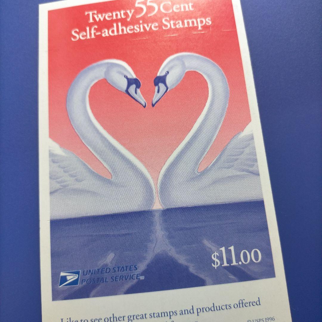 4679 外国切手 アメリカ 1997年 愛のハート ハクチョウ 20面入切手帳