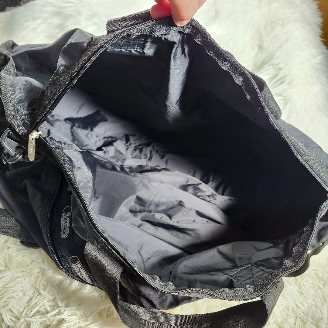 美品　LeSportsac 2way ブラック ナイロン ボストンバッグ　大容量