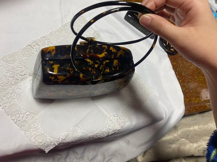 鼈甲　ハンドバッグ・コンパクト・タバコ入れ・札入れ　4点セット