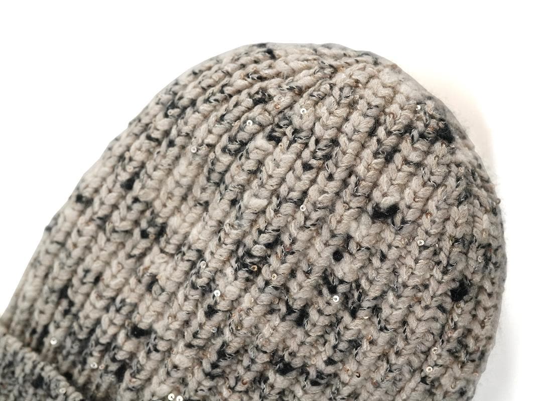 イタリア製 ブルネロクチネリ カシミヤ シルク スパンコール ニットキャップ