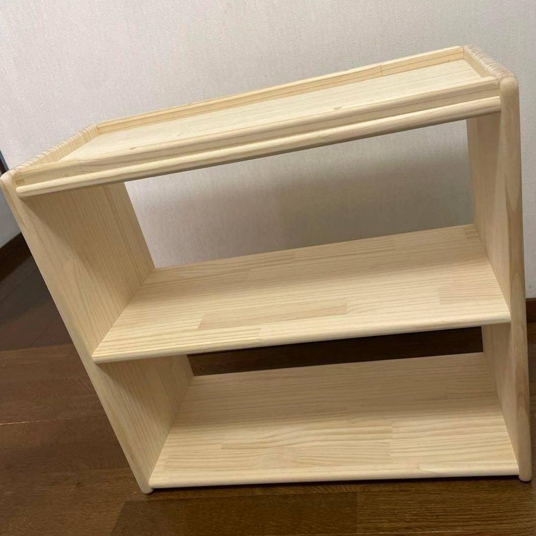 ハンドメイド　2way オモチャ棚　モンテッソーリ　木製棚　w64 角丸み加工