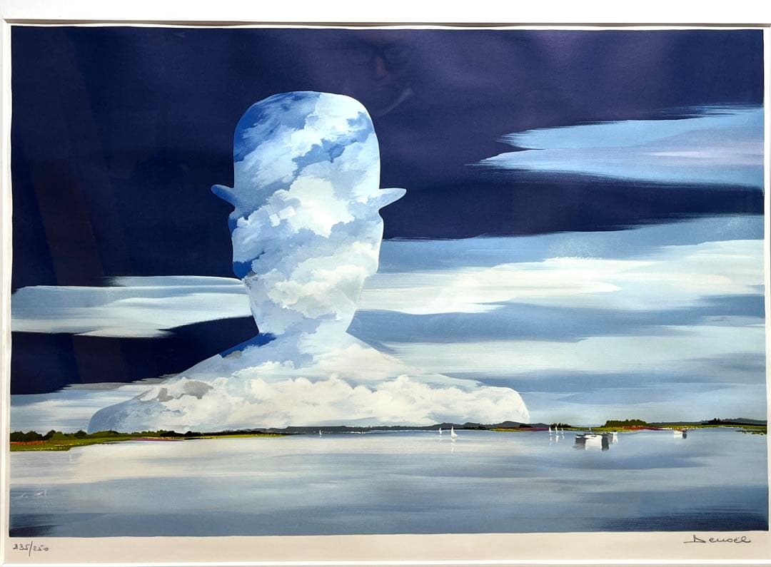 真作保証 リトグラフ 版画 デノエル「マグリットの幻想」 サイン有り /ドノエル