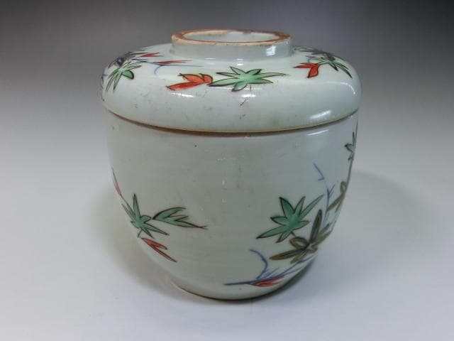 蓋物■紅葉 蓋茶碗 赤絵染付 蓋器(江戸後期～明治期) 鳩居堂 蓋鉢 時代 骨董