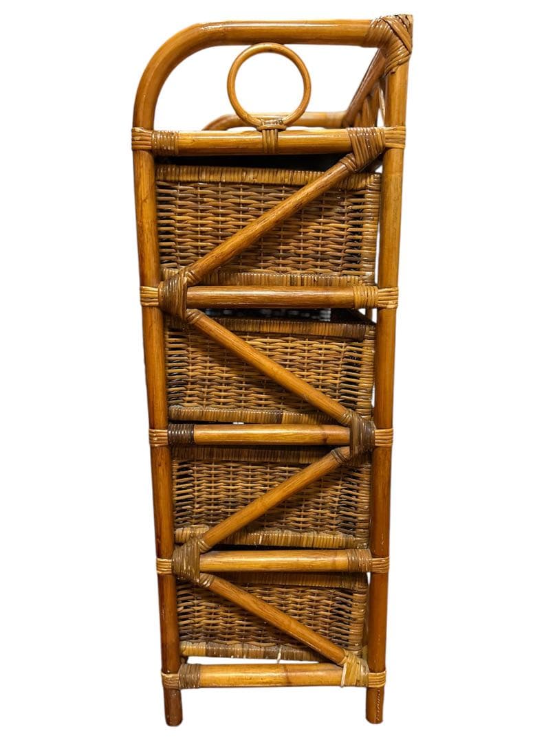 昭和レトロ ラタンチェスト 4段 引き出し箪笥 古家具 ビンテージヴィンテージ