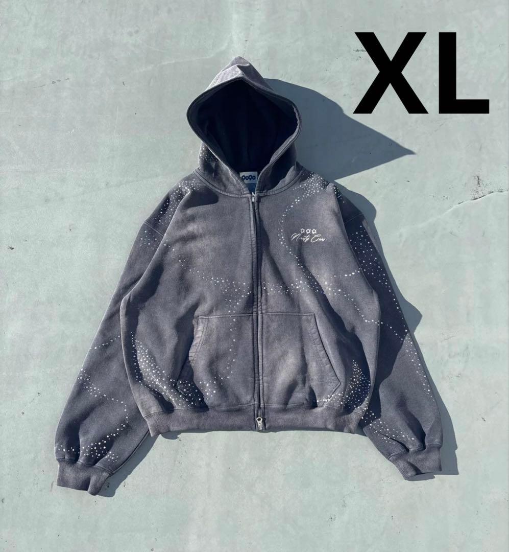 トップス 9090 Bullet Logo Rhinestone Zip Hoodie