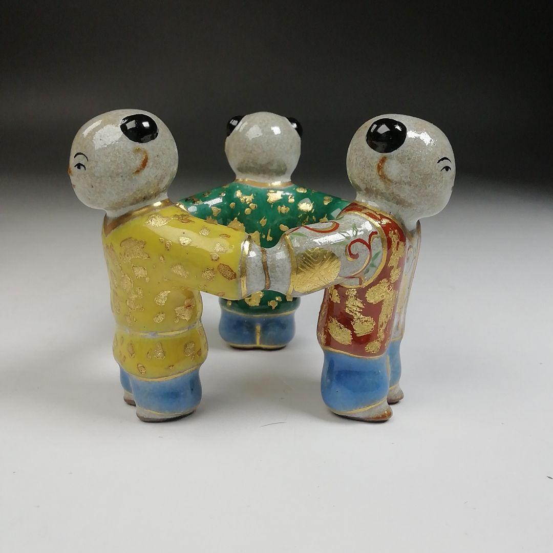 Ｗ１０　蓋置　『三ツ人形　蓋置』『中村秋峰 造』　共箱　茶道具