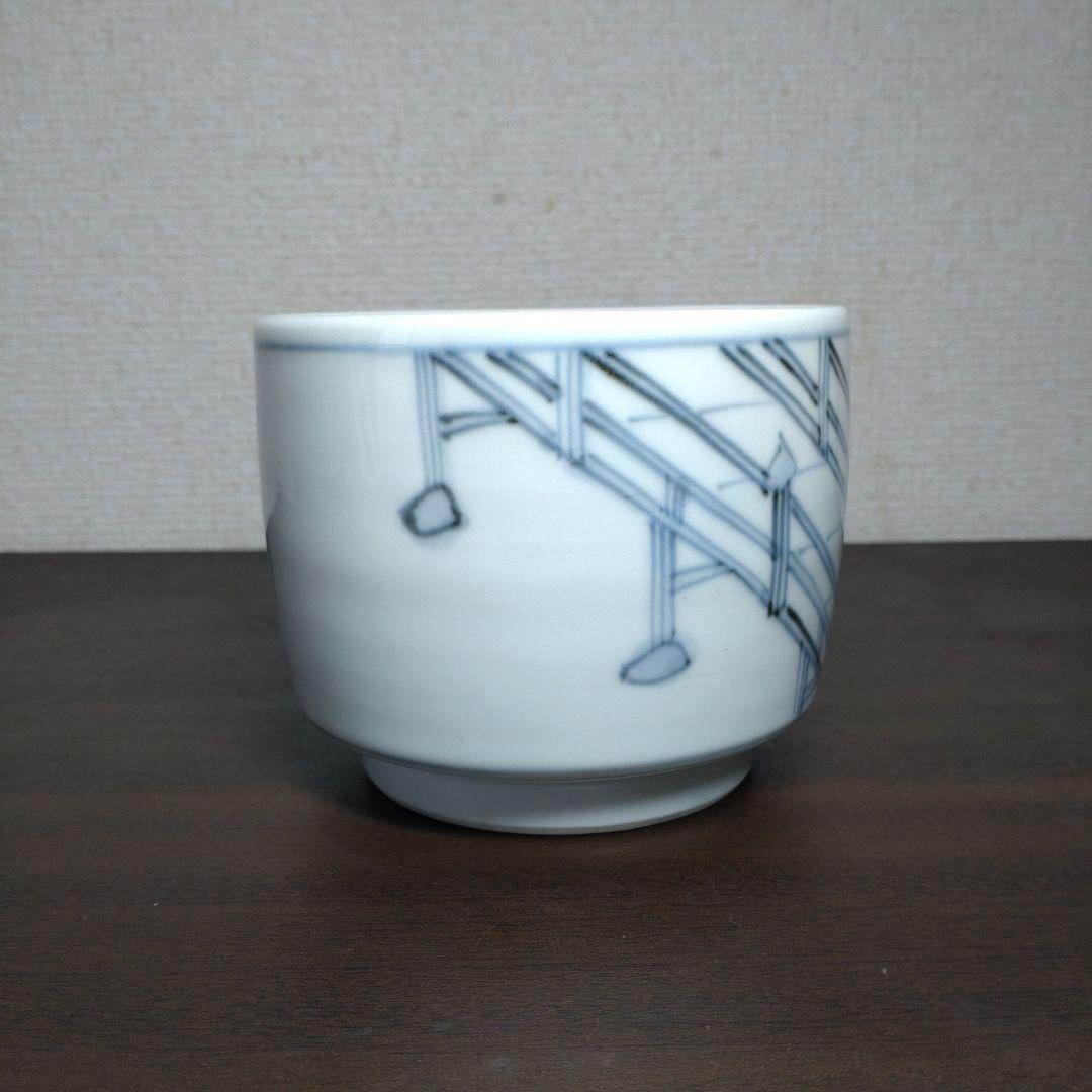 竹泉 款 染付 柳橋文 碗 合わせ箱