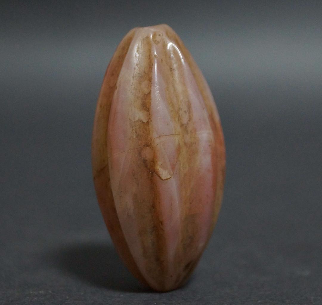 オールドチベット老メノウ瑪瑙 瓜形造形大玉根付 緒締玉 提げ物Dziビーズ