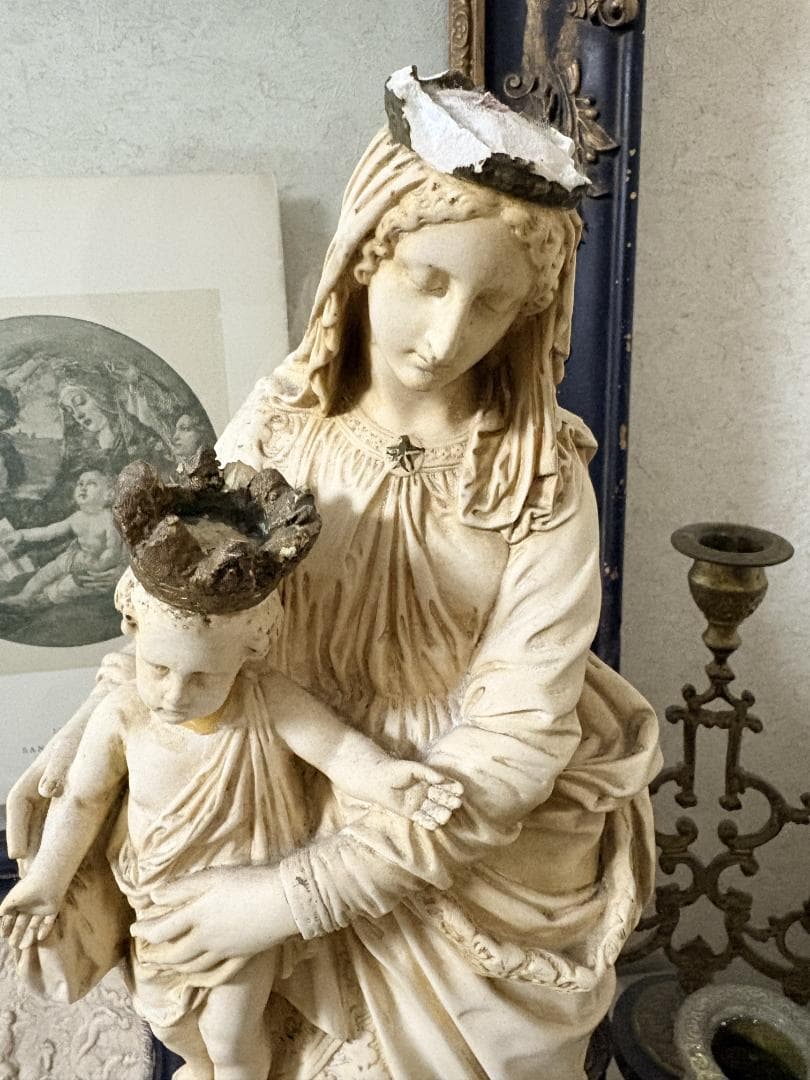フランスアンティーク　聖母子像　マリア像　サルバトーレ・マルキ　サインあり