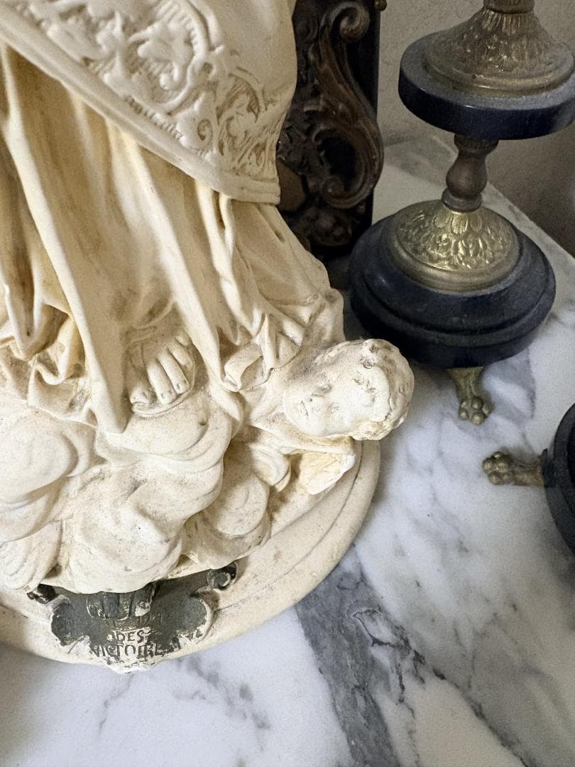 フランスアンティーク　聖母子像　マリア像　サルバトーレ・マルキ　サインあり