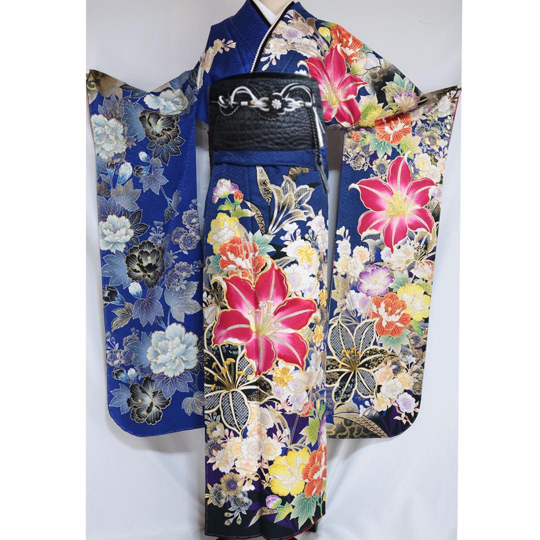 極美品！華道家■假屋崎省吾氏171cm振袖6点セット帯フルセット成人式RB25