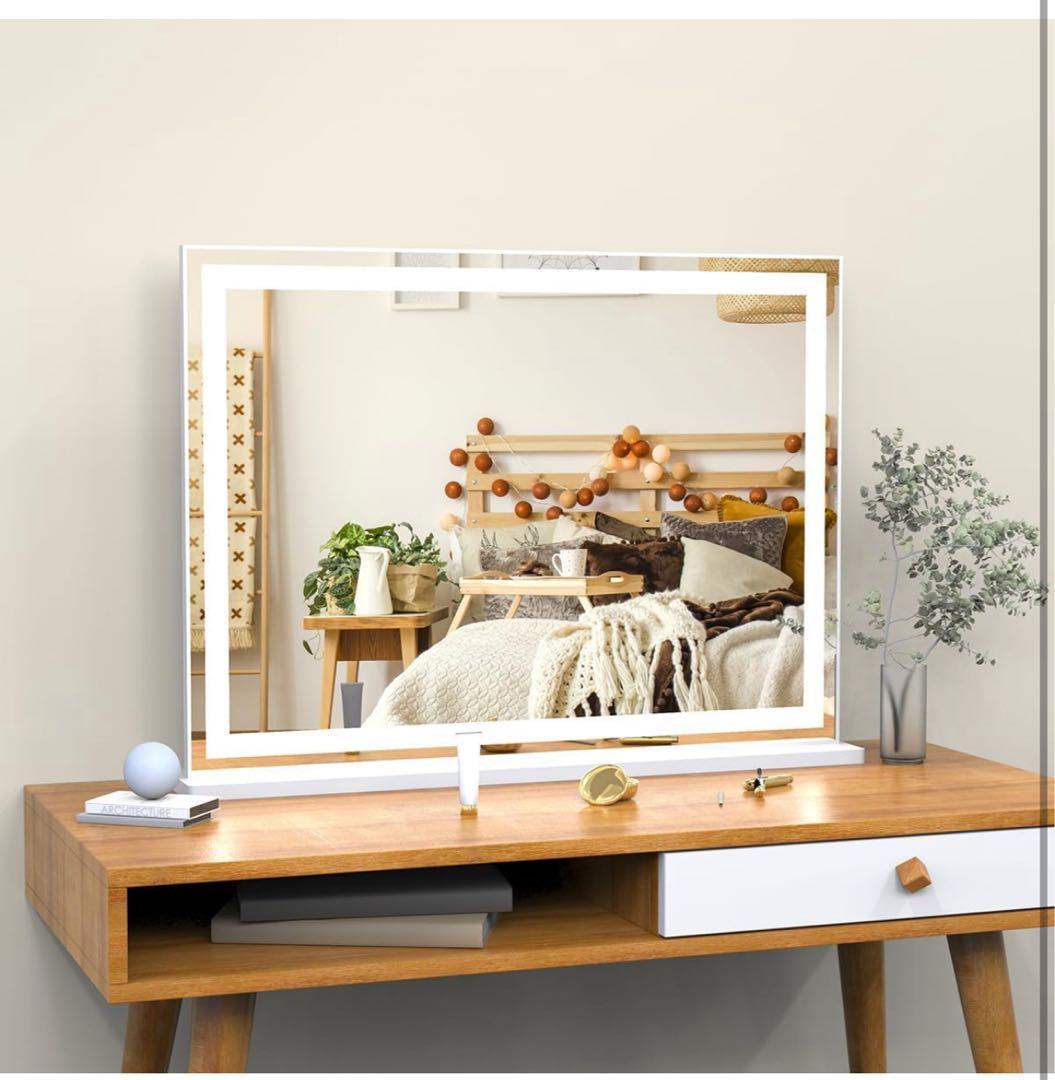 女優ミラー 卓上 ハリウッド USB 調光 大型 76×56cm