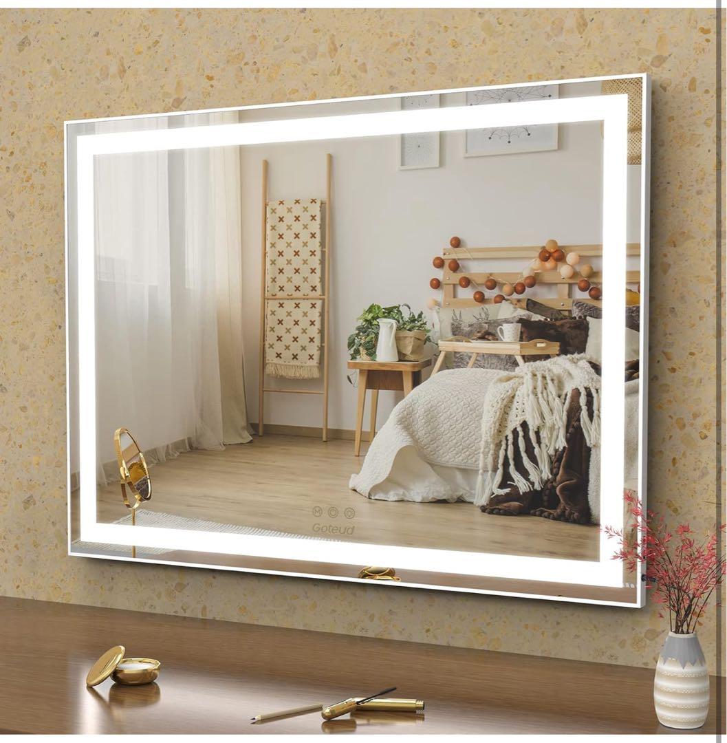 女優ミラー 卓上 ハリウッド USB 調光 大型 76×56cm