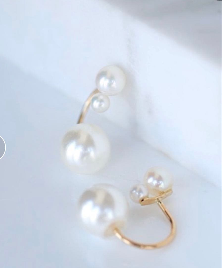 今日だけ値下げSIENA ROSECラインパールキャッチピアス[2粒パール]