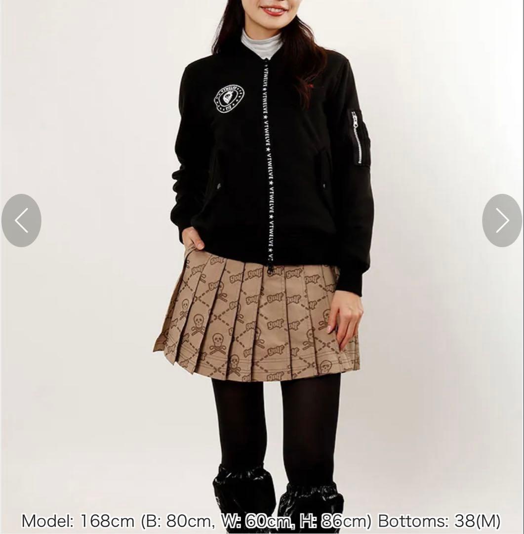 美品！MARK&LONA 一体型ペチパンツ ロゴプリーツスカート ベージュ M