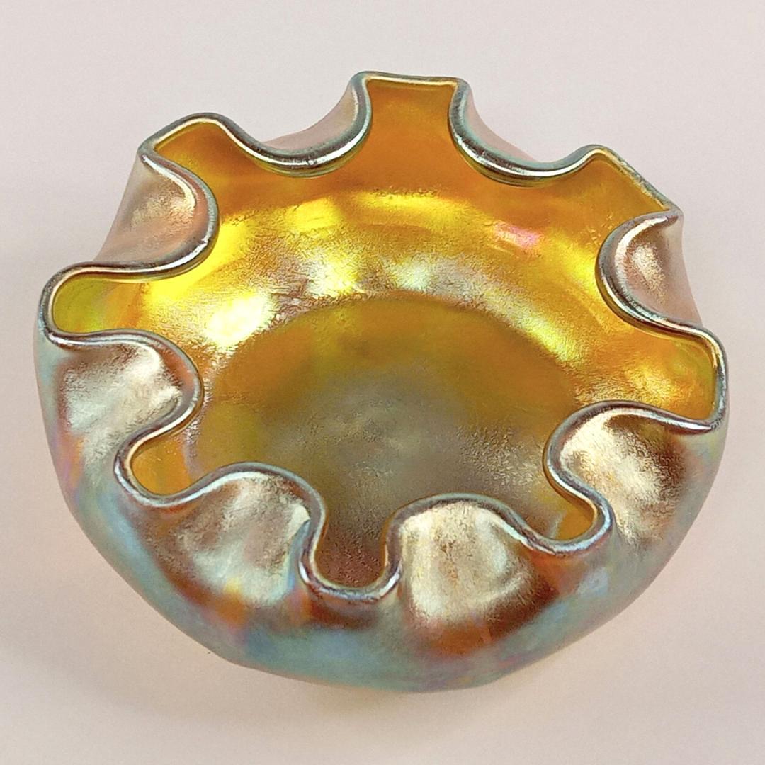 ルイスCティファニー 紙ラベル付きソルトセラー ファブリルガラス q82 b