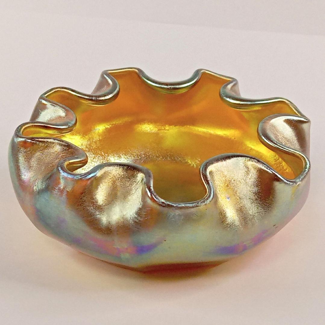 ルイスCティファニー 紙ラベル付きソルトセラー ファブリルガラス q82 b