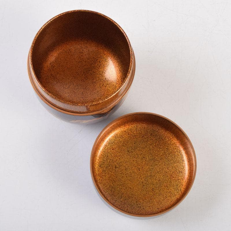 小梅 蒔絵師　中村宗尹作　内梨地浜千鳥蒔絵　大棗　共布共箱　V　9181