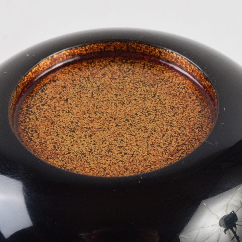 小梅 蒔絵師　中村宗尹作　内梨地浜千鳥蒔絵　大棗　共布共箱　V　9181